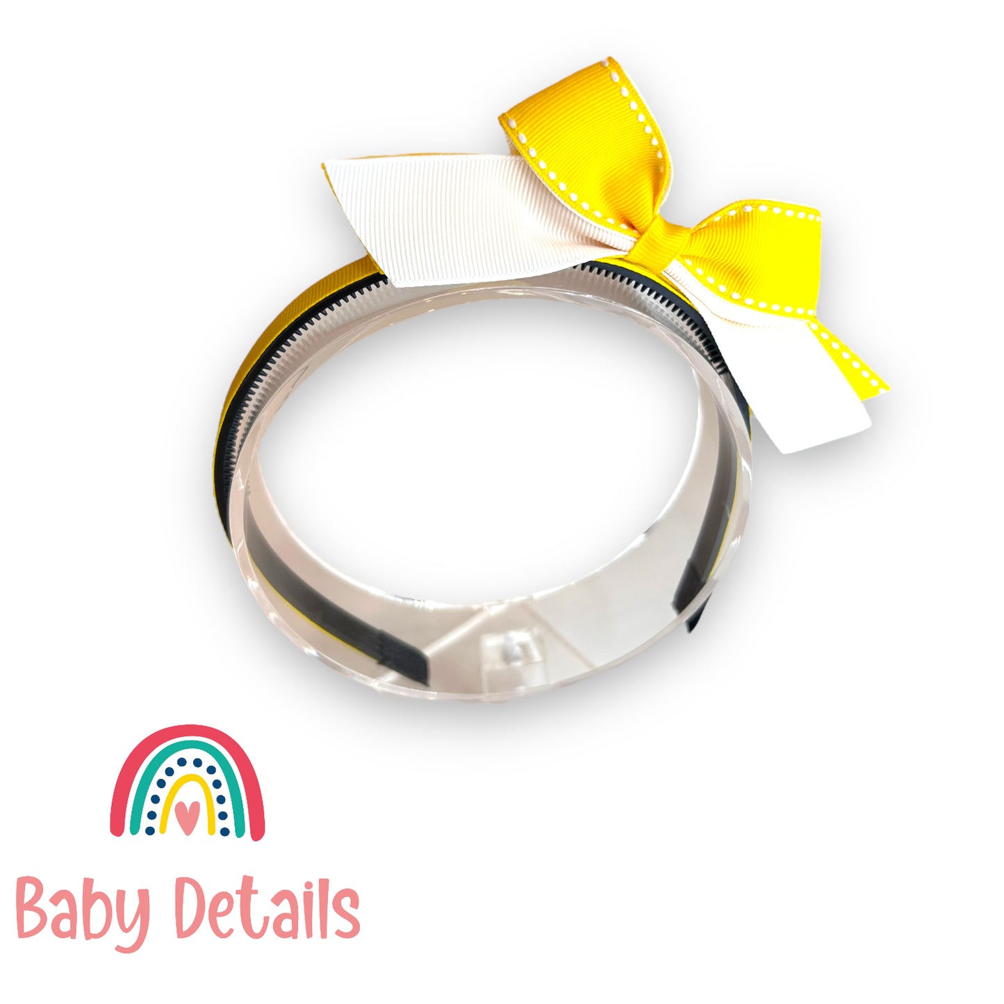 Headband with stripe bow - Yellow