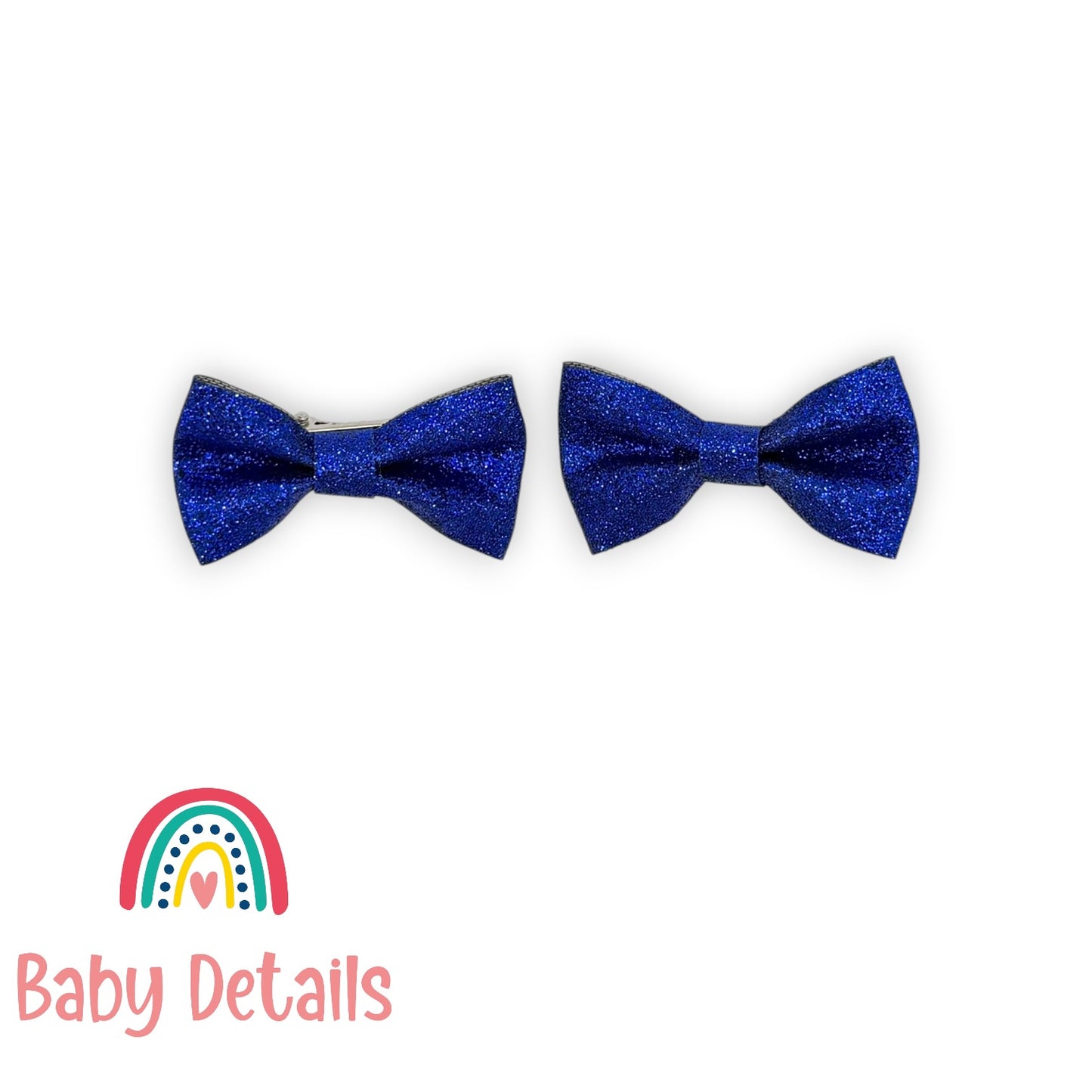 Set of 2 Glitter Bow Hair Clip - Royal Blue