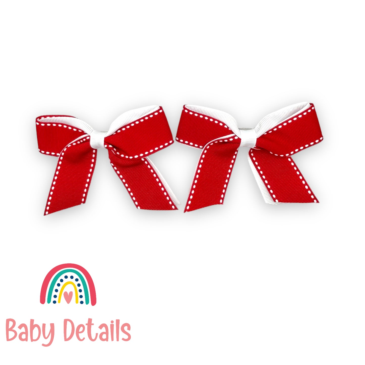 Set of 2 stripe hair clips - Red