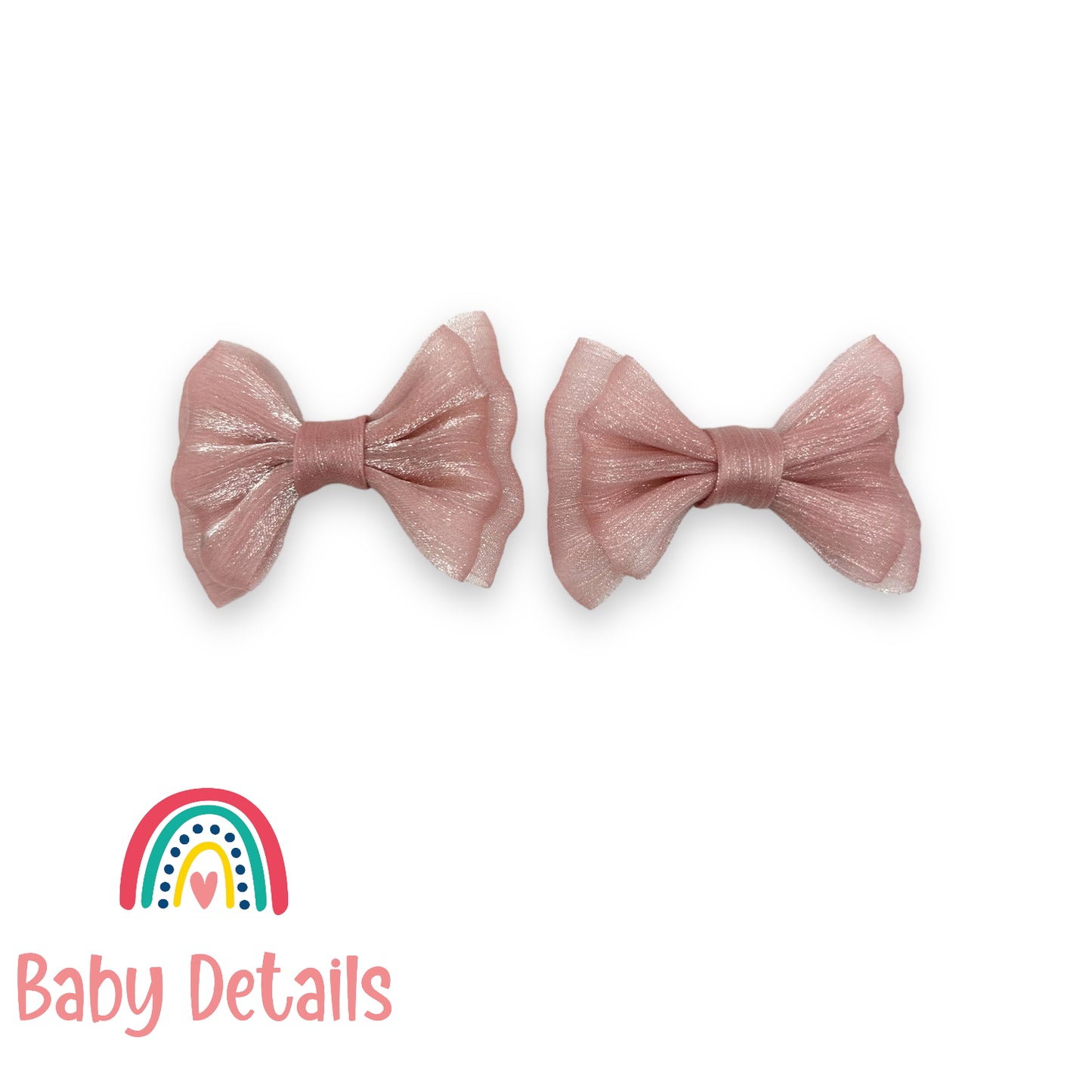 Set of 2 elegant chiffon Bow hair clips - Pink