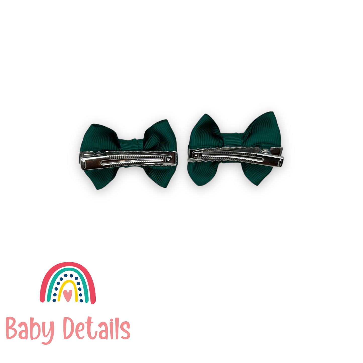 Set of 2 mini classic hair clips - Dark Green