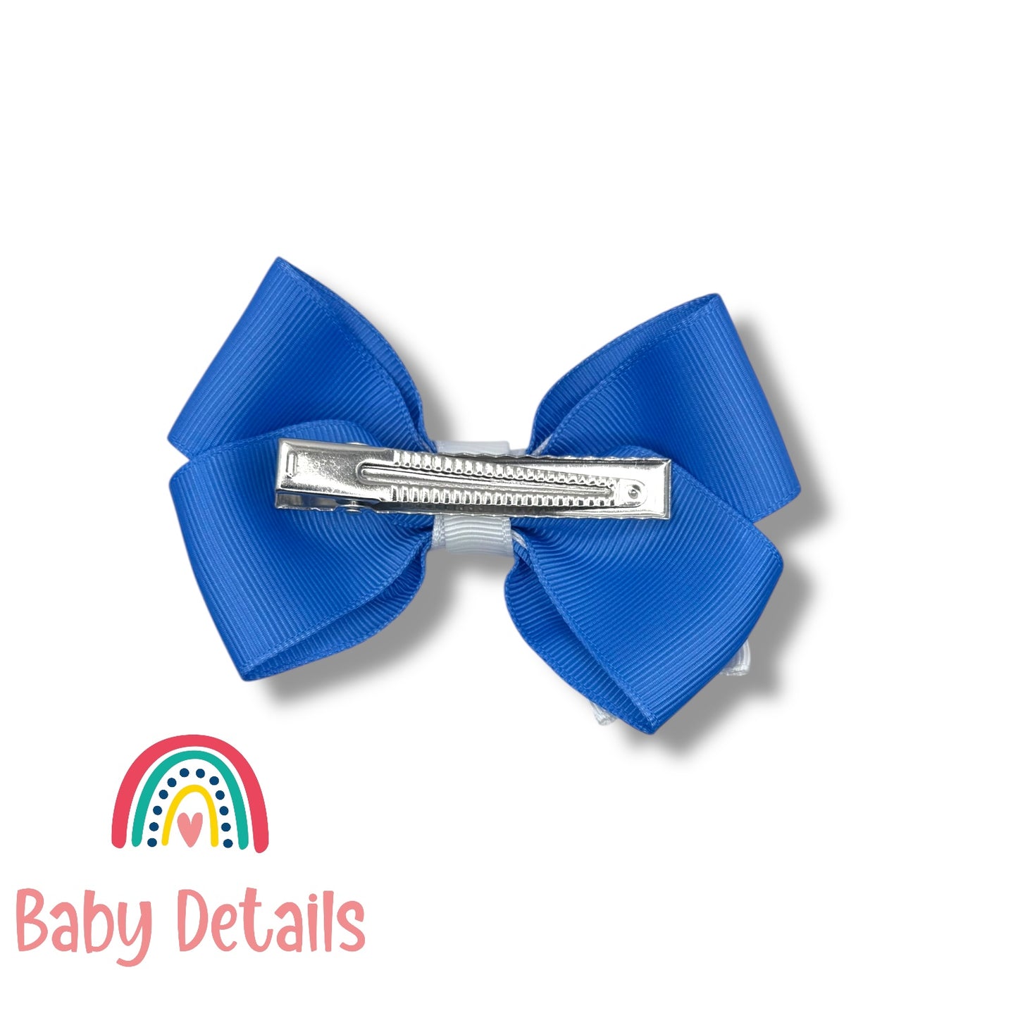 Elegant Pair Bow Clip- Sky Blue & White