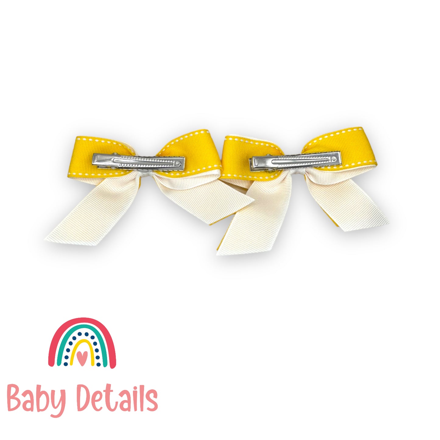 Set of 2 stripe hair clips - Yellow