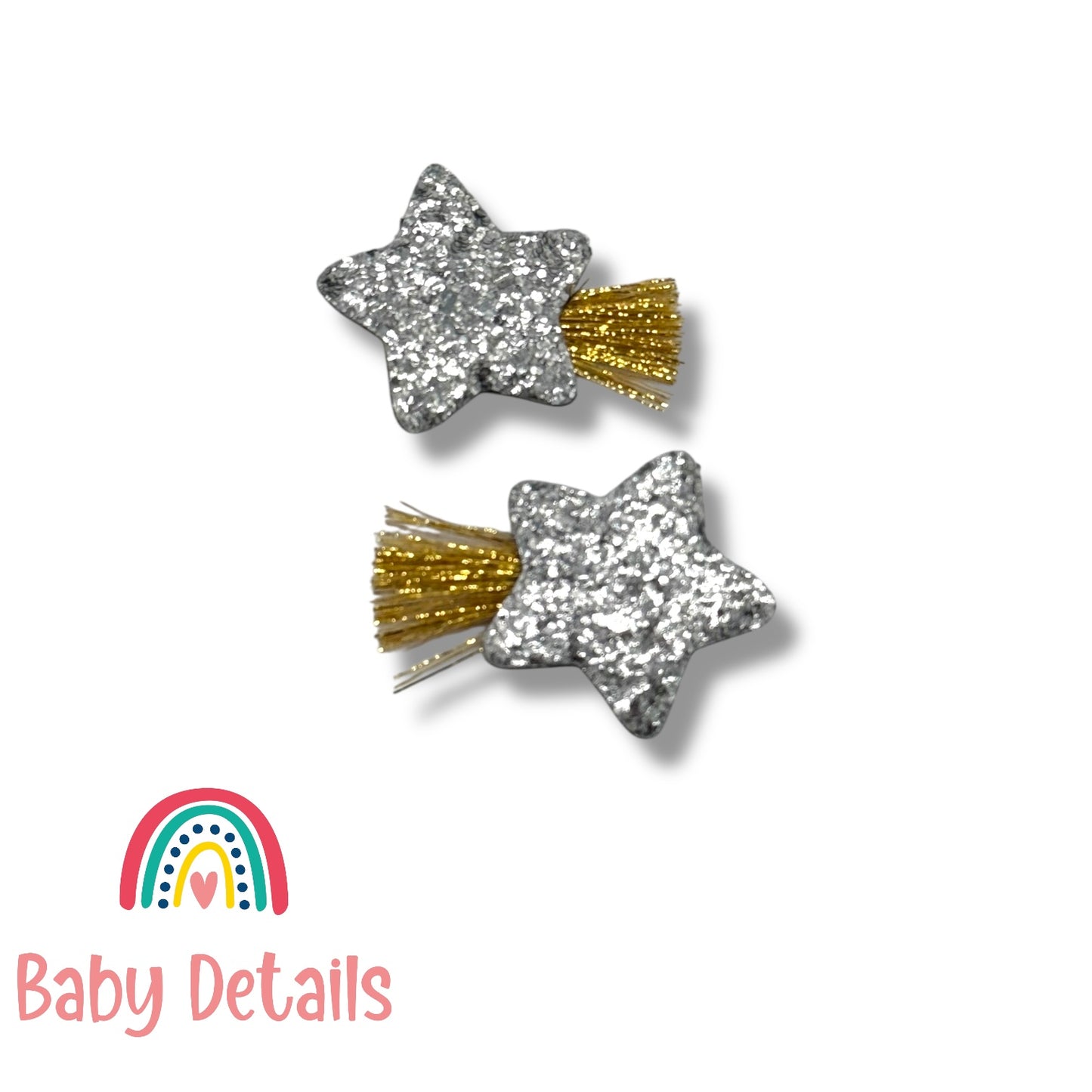 Silver Shinning Star Clips with Gold threads
