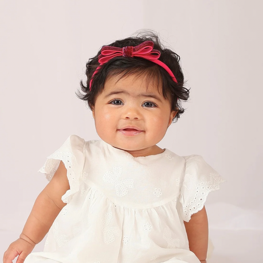 Shiny Ribbon Toddler Headband - Pink & Red