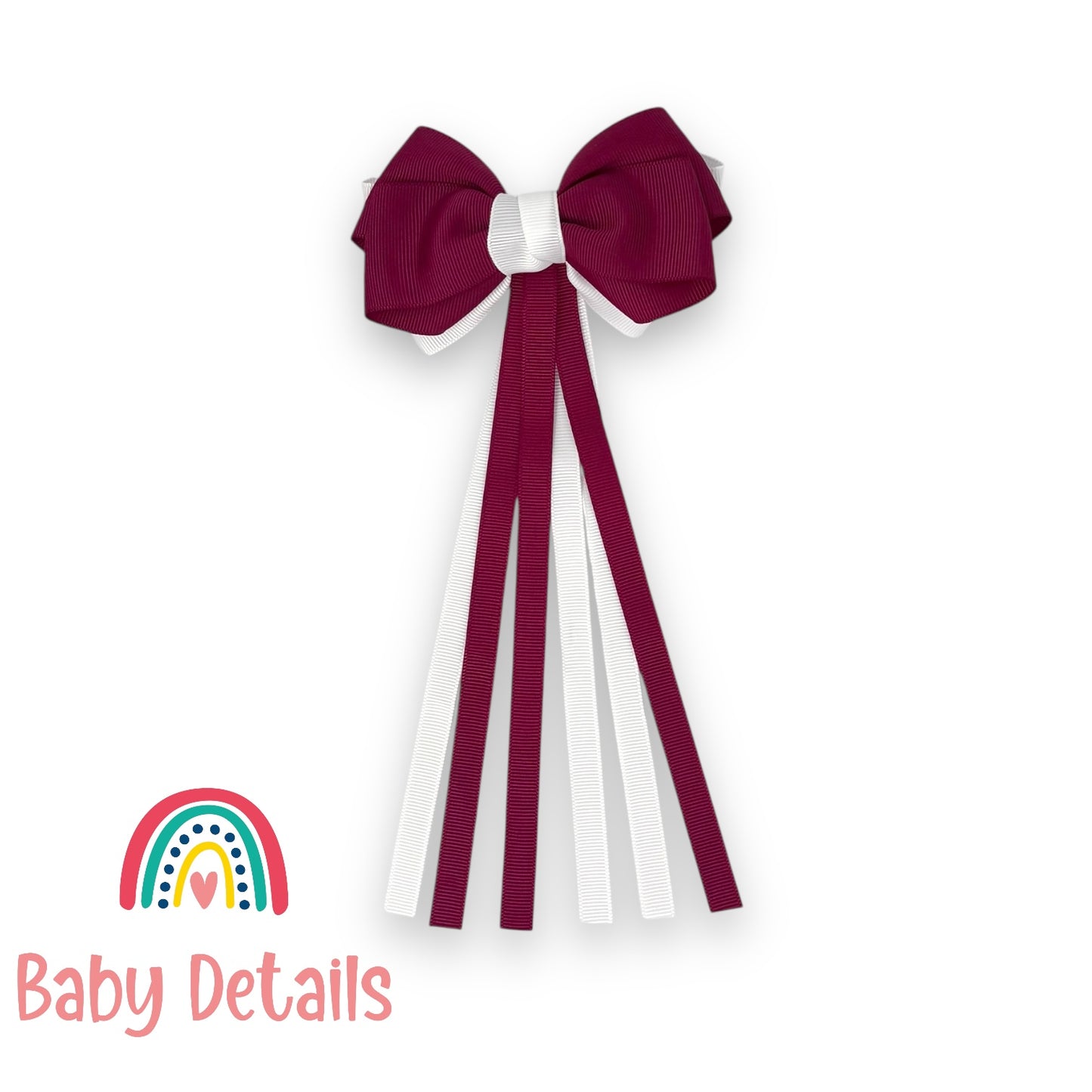Big Bow Layers with Long Ribbons - Maroon & White