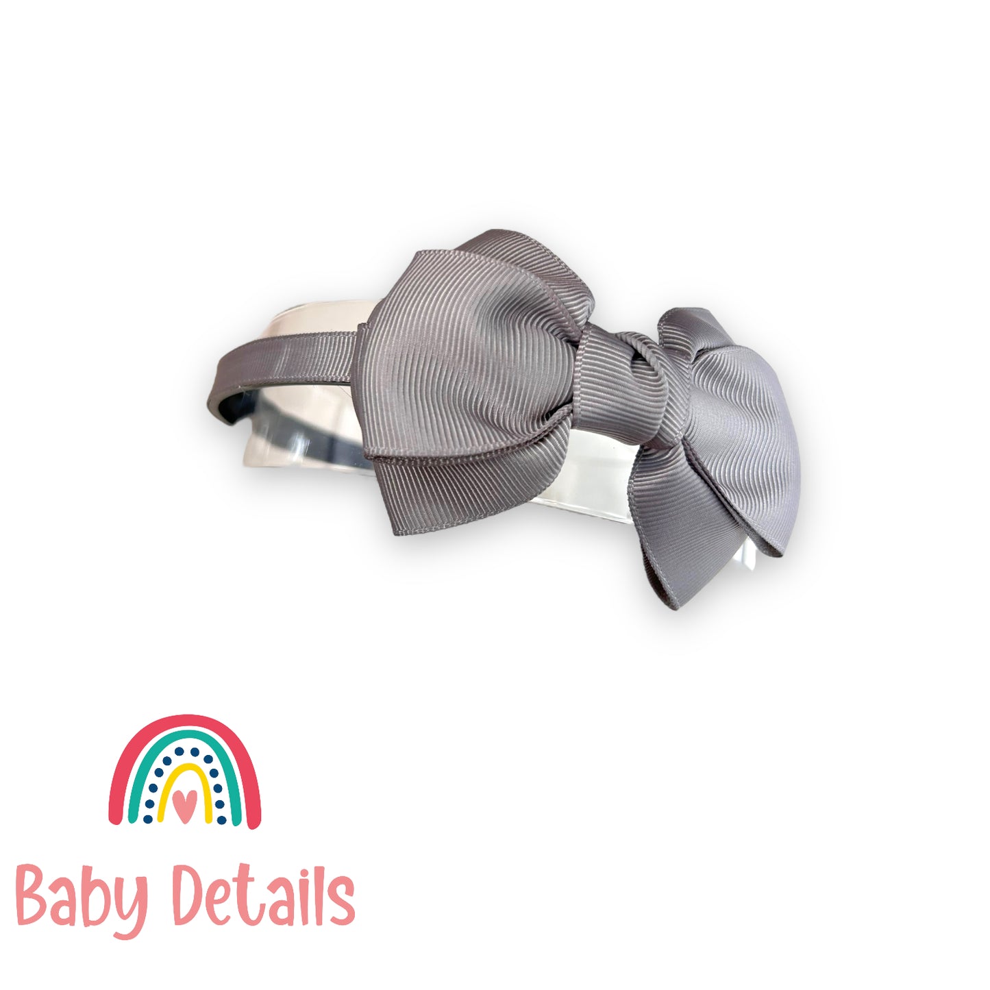 Headband with classic bow - Light Grey