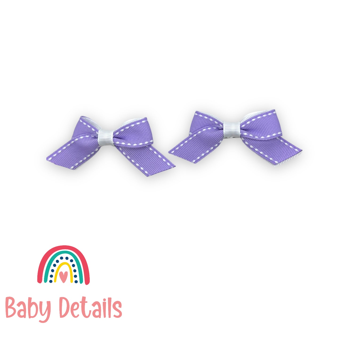 Set of 2 mini stripe hair clips - Purple