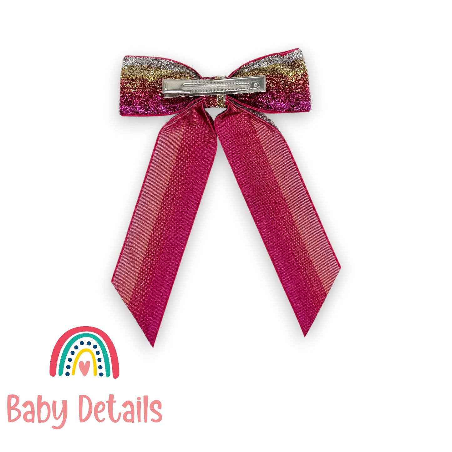 Wide Long Shiny Ribbon - Shades of Pink & Silver & Gold