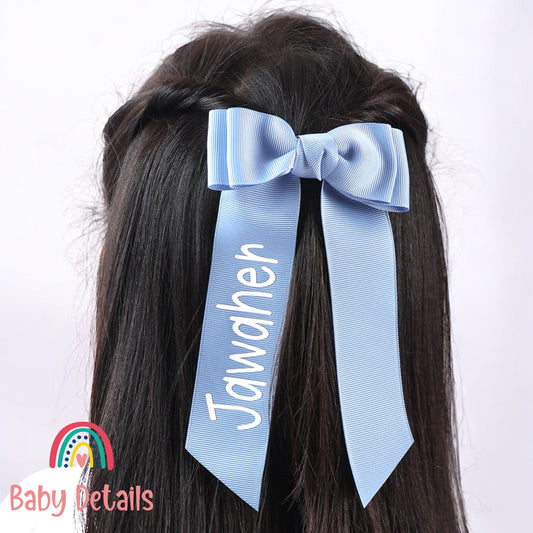 Long Simple Personalized Bow - Ice Blue