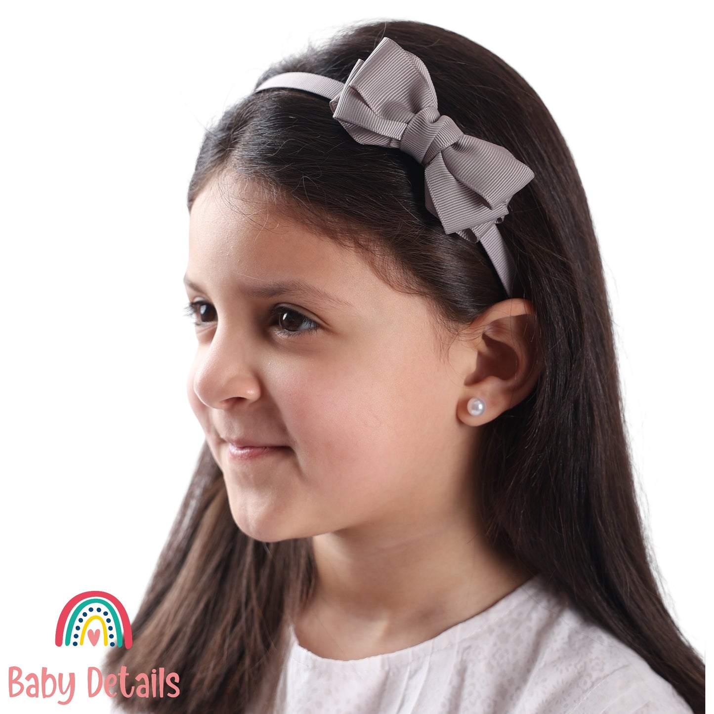 Headband with Layered Bow - Light Grey