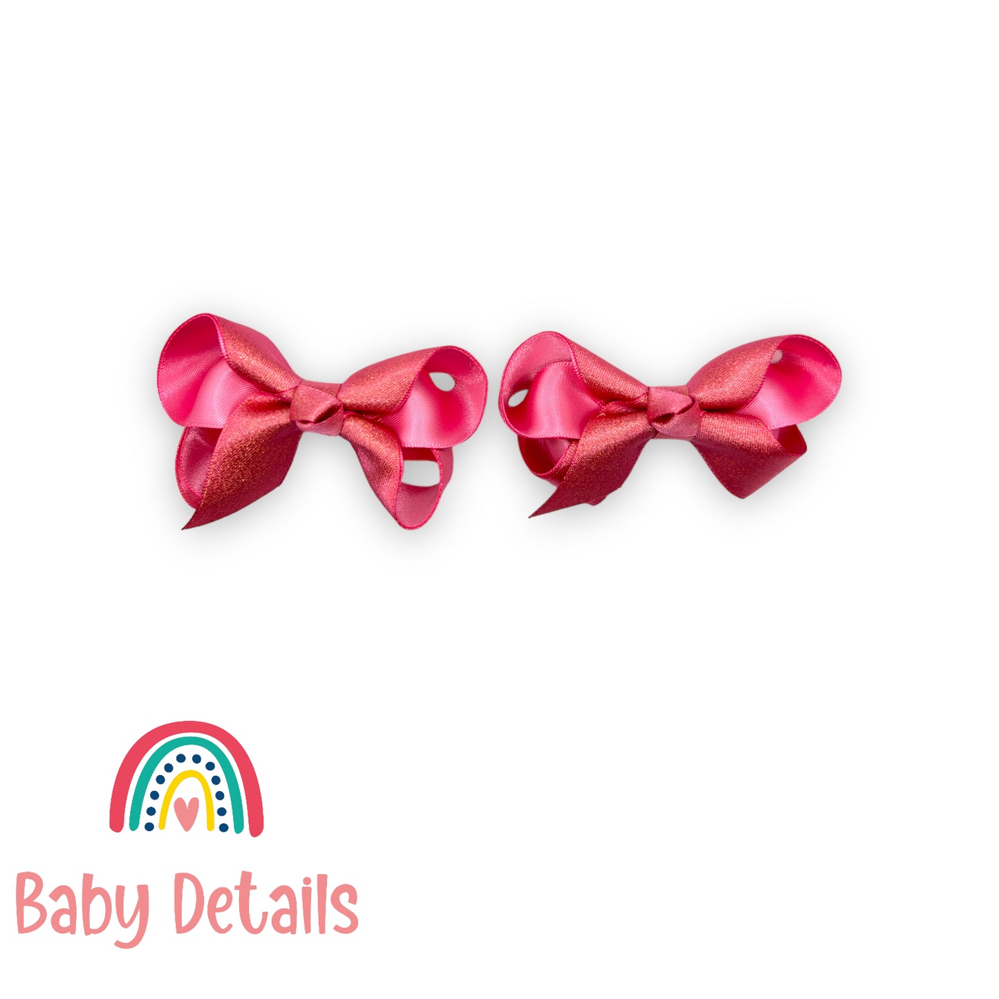 Big Bow Dark Pink Glitter Ribbon Hair Clips