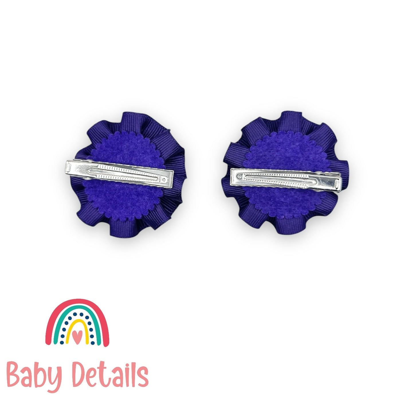 Set of 2 Rosette Bow Hair Clips - Dark Purple