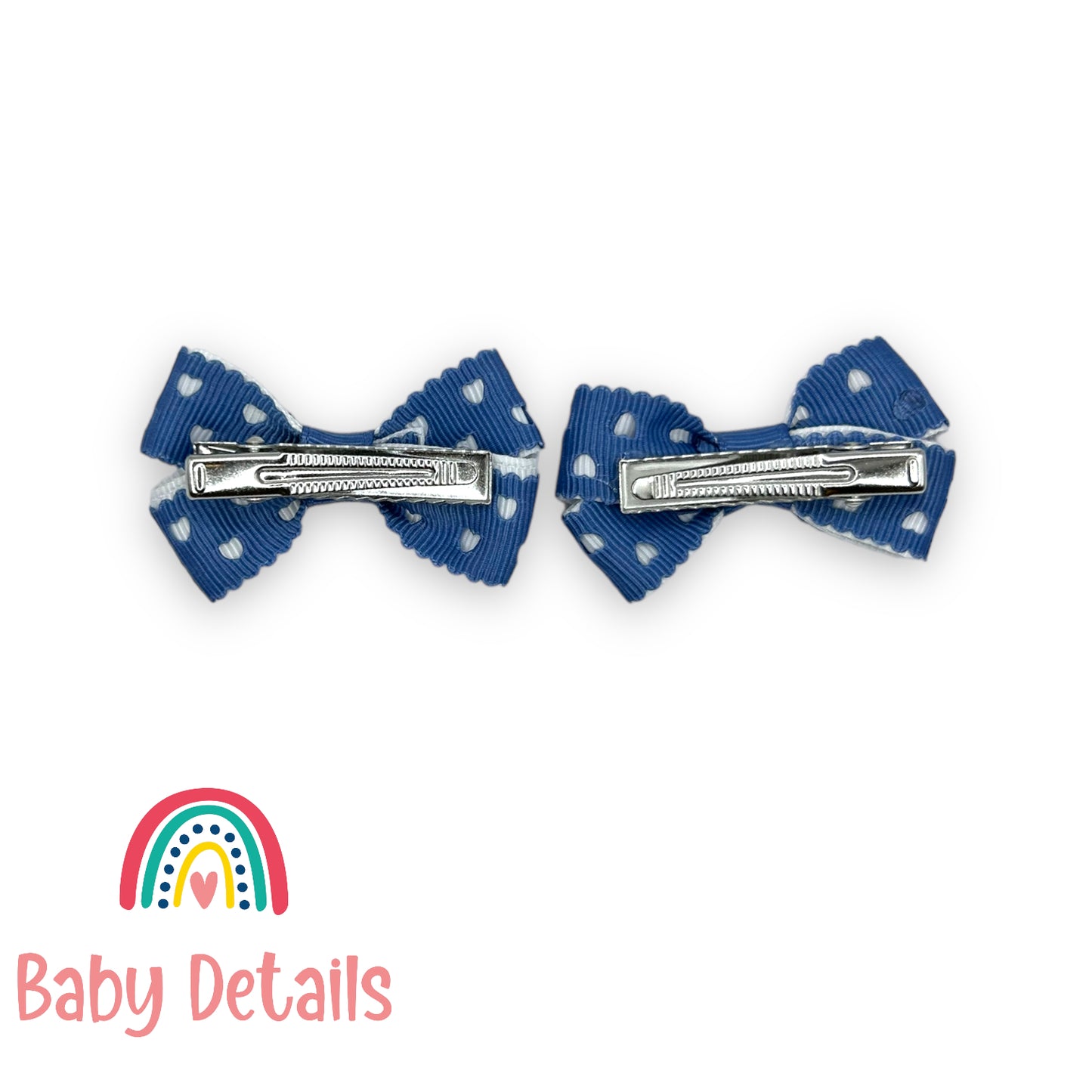 Set of 2 mini hearts hair clips - Blue Grey