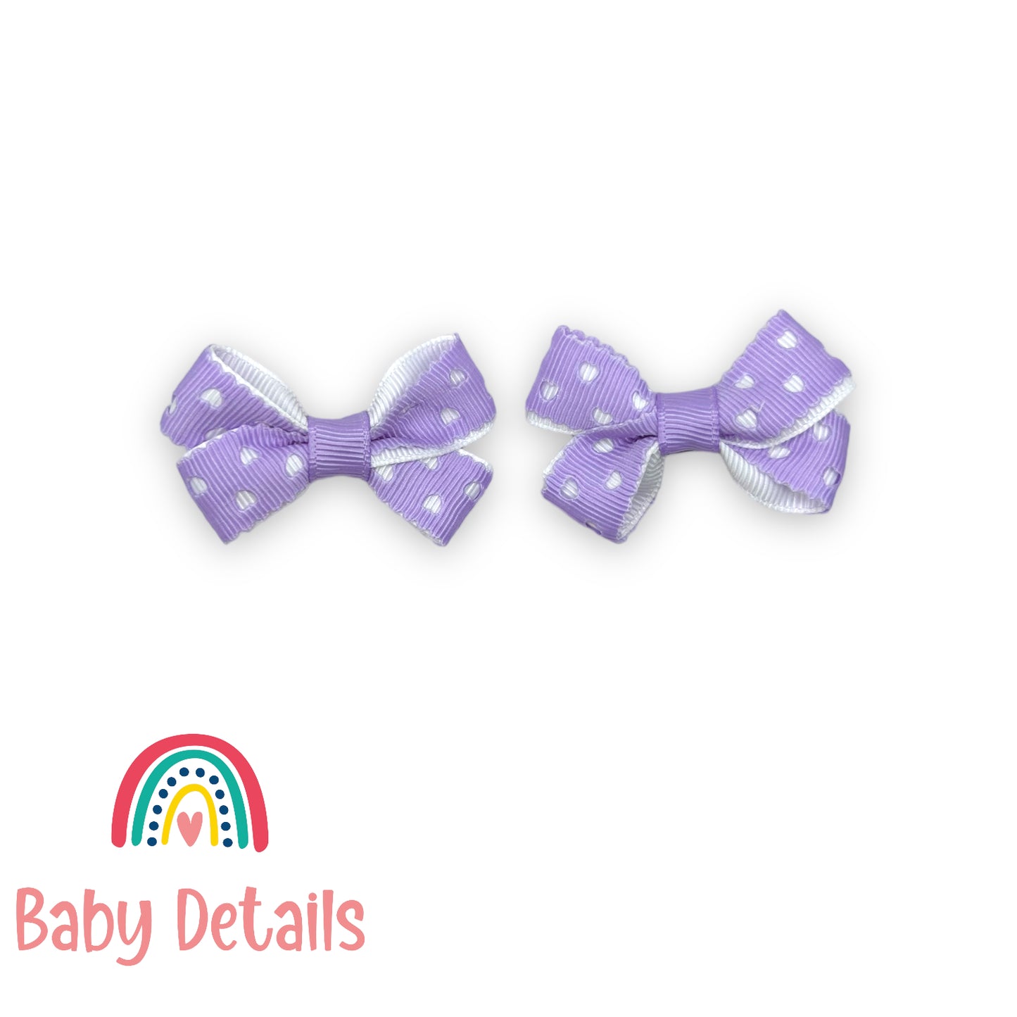 Set of 2 mini hearts hair clips - Purple