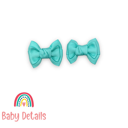 Set of 2 mini classic hair clips - Aqua Green