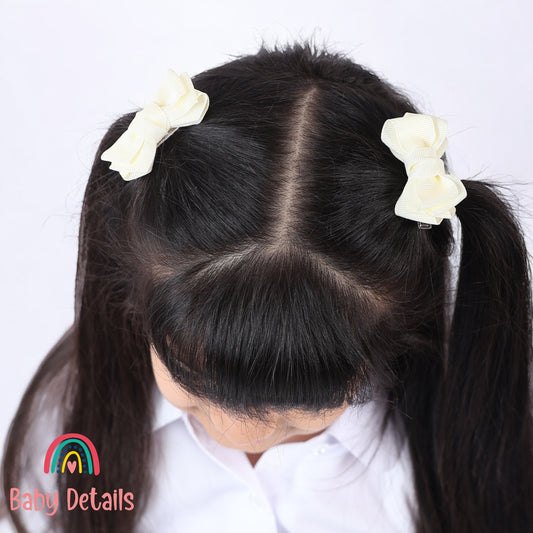 Set of 2 Mini Layers Hair Clips - Off White