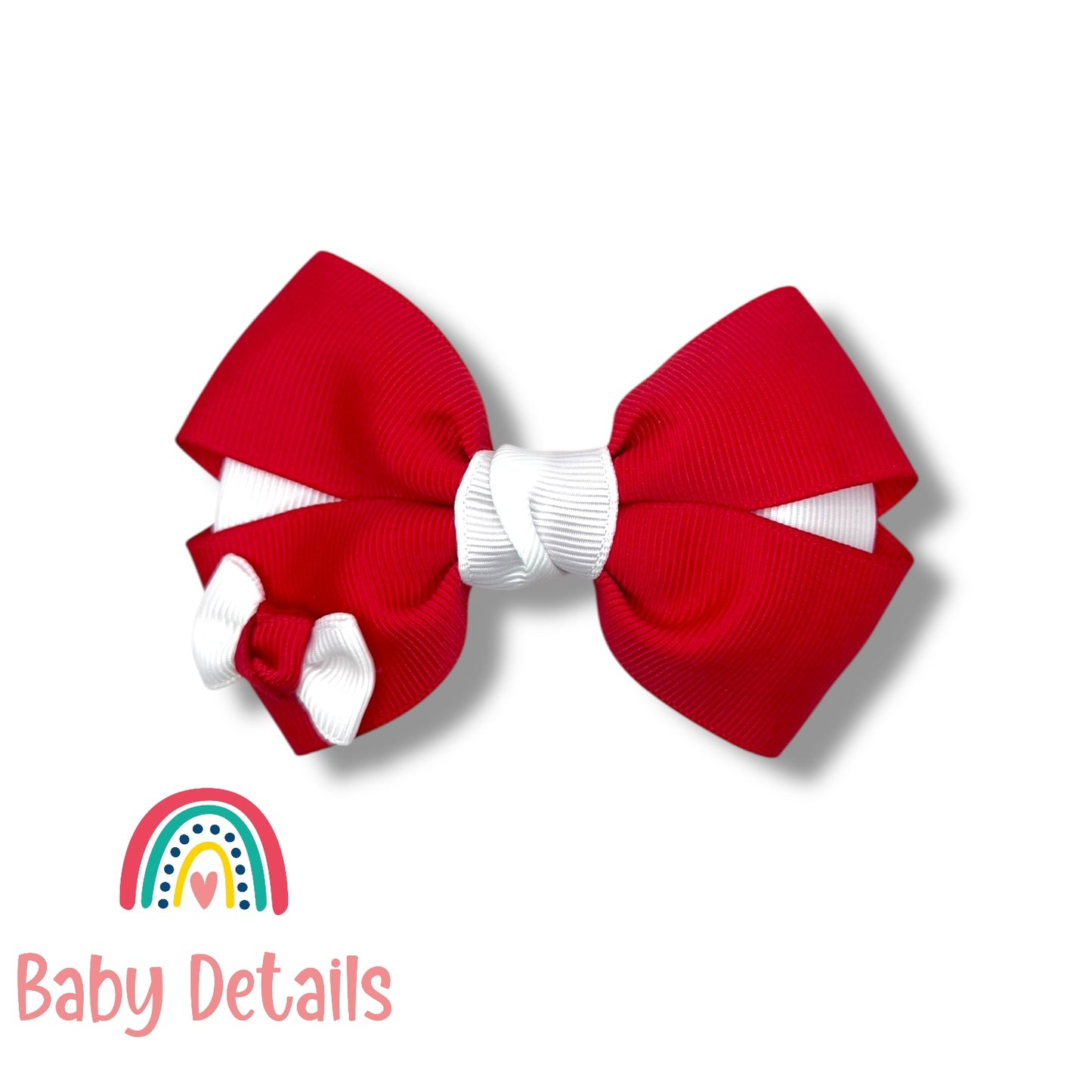 Elegant Pair Bow Clip- Red & White