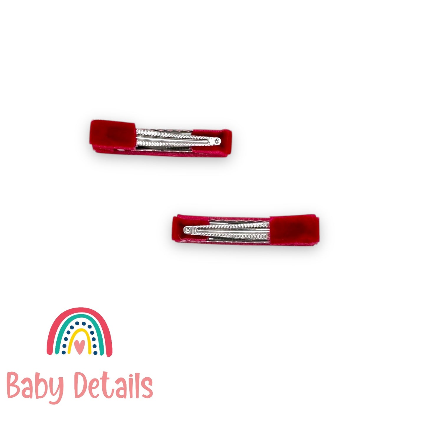 Set of 2 Velvet Hair Clips - Red
