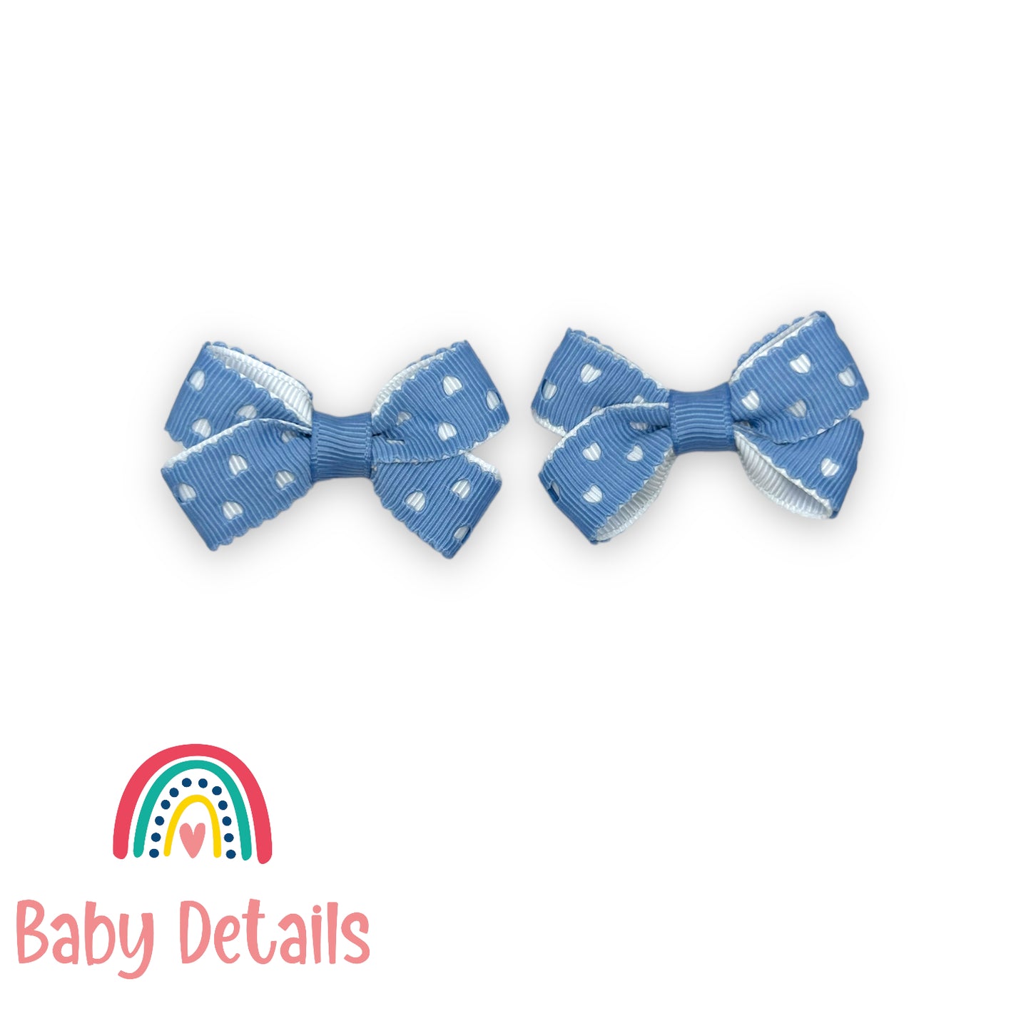 Set of 2 mini hearts hair clips - Ice Blue