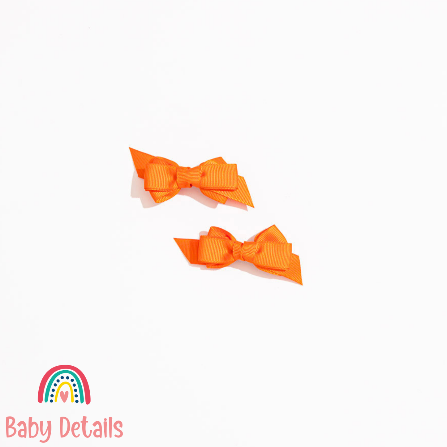 Set of 2 Mini Puff Bow Hair Clips - Orange