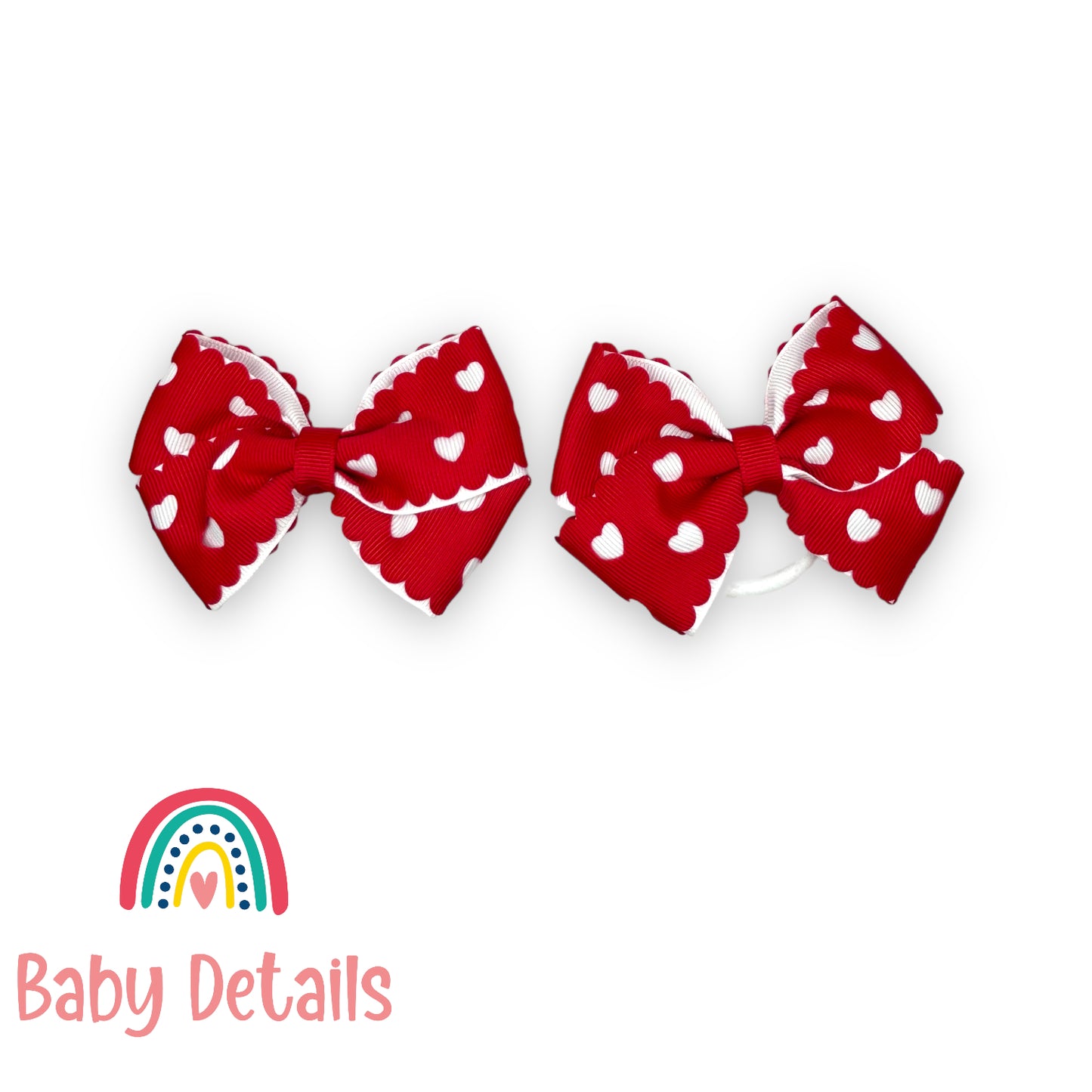 Set of 2 hearts hair ties - Red