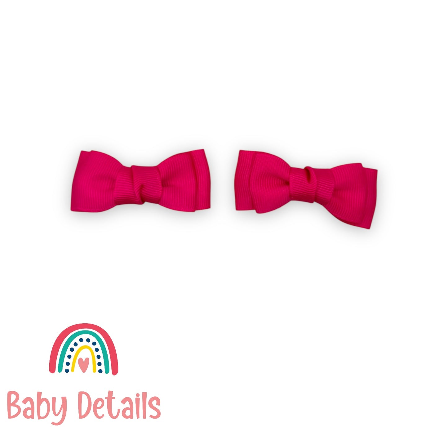 Set of 2 Mini Simple Hair Clips - Fuchsia
