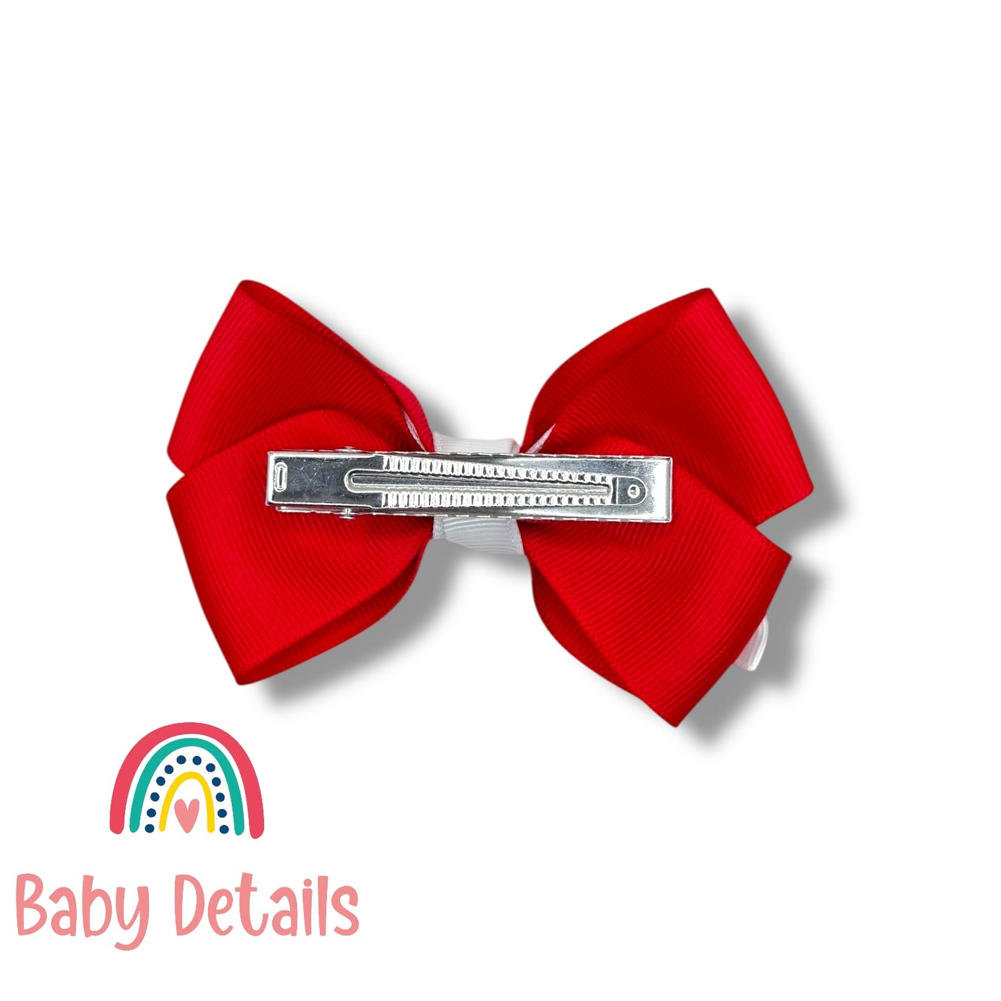 Elegant Pair Bow Clip- Red & White