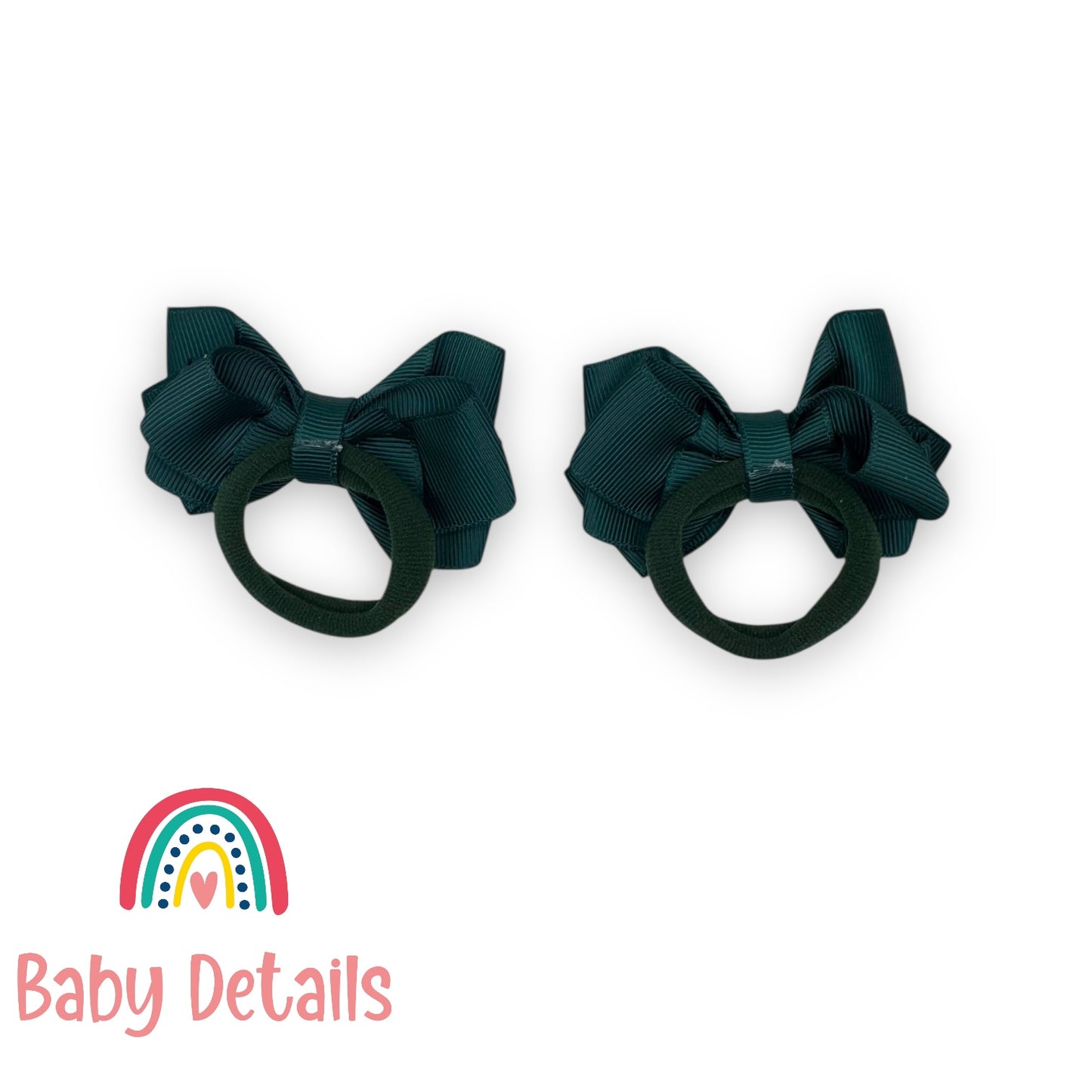 Set of 2 Layers Hair Ties - Deep Green