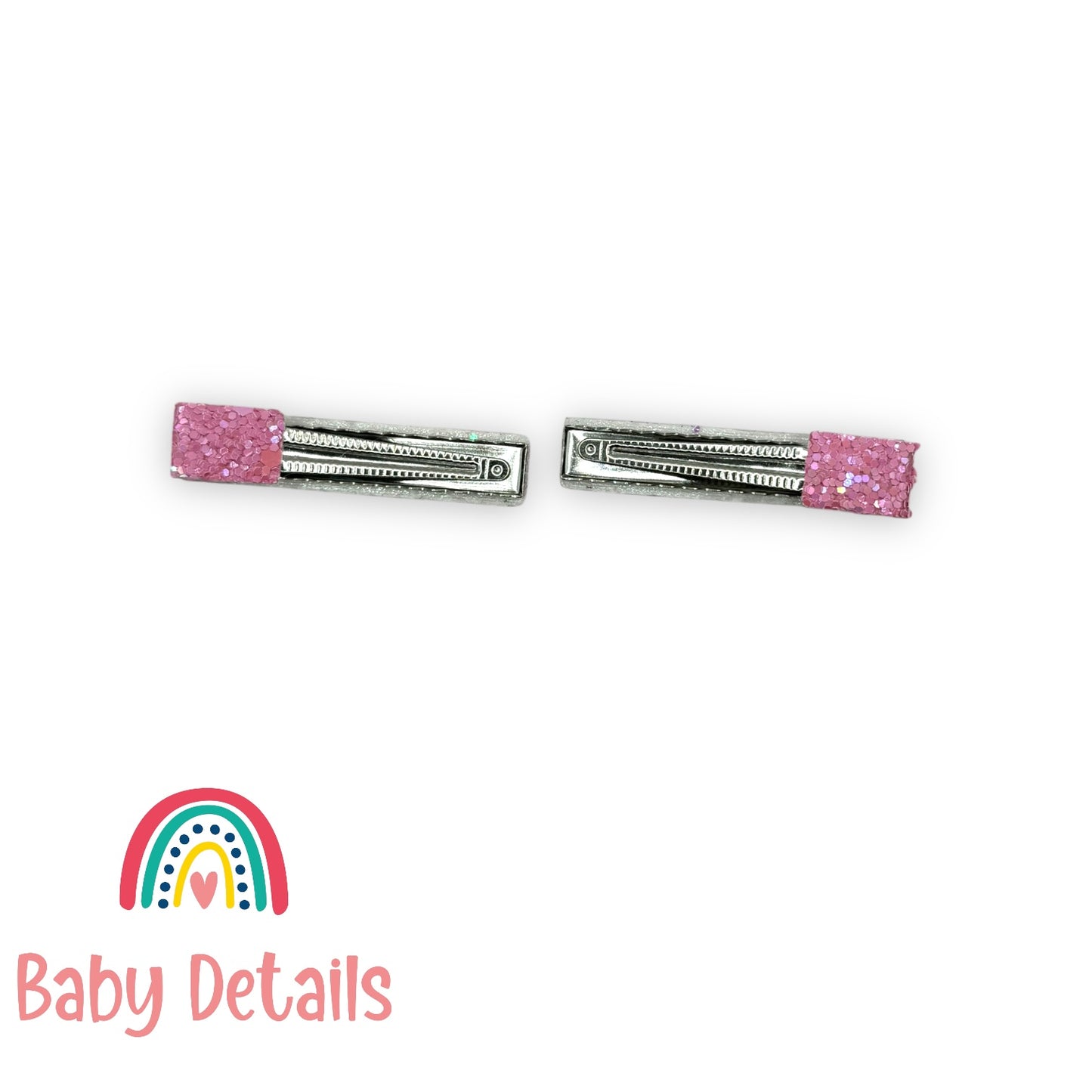 Glitter Bar Hair Clips - Pink