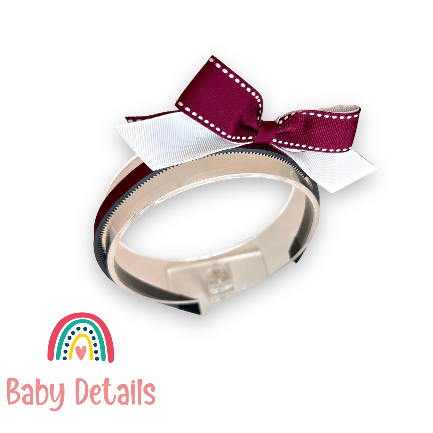 Headband with stripe bow - Maroon