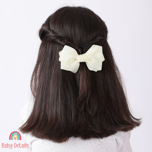 Big Bow Layers Hair Clip - Off White