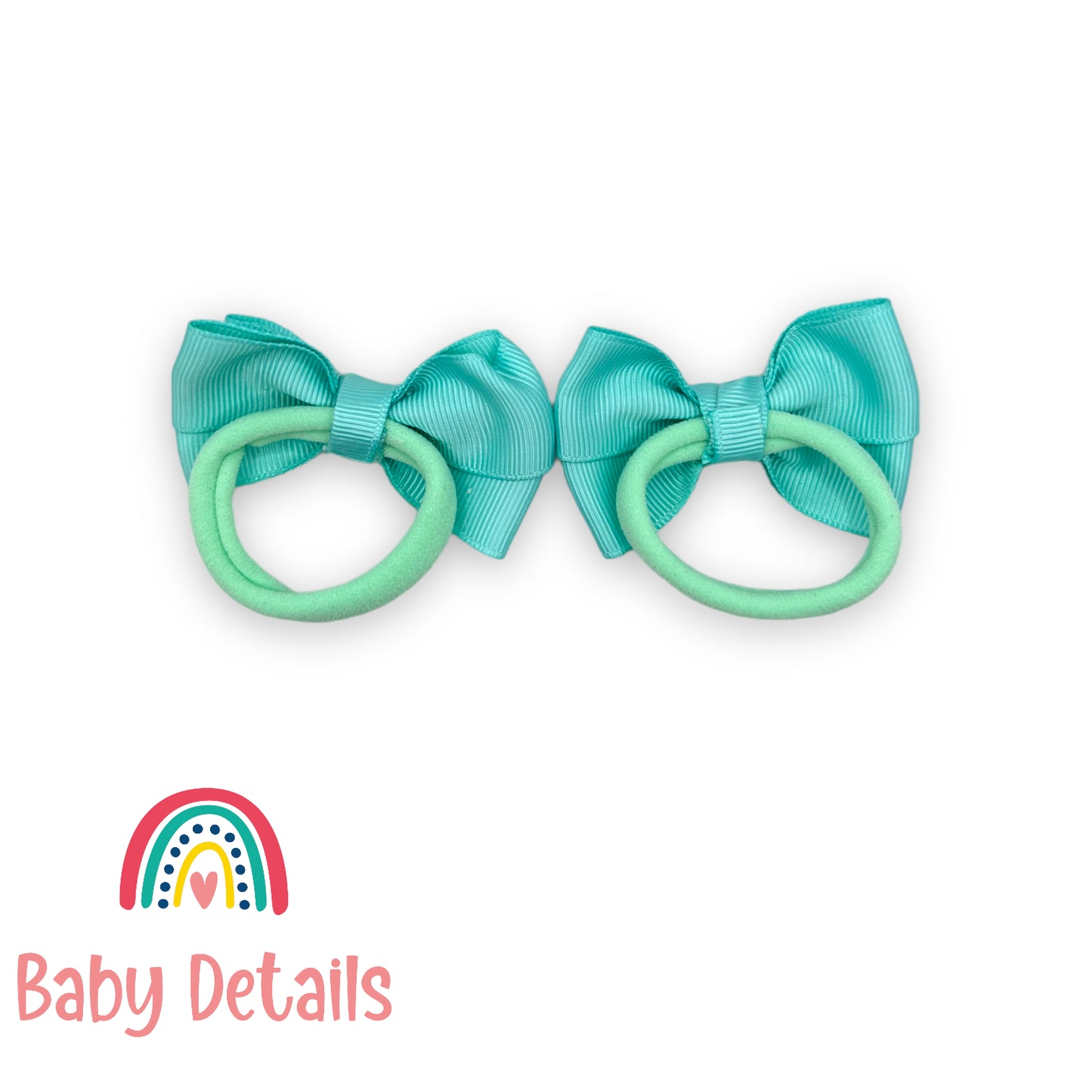 Set of 2 classic hair ties - Aqua Green