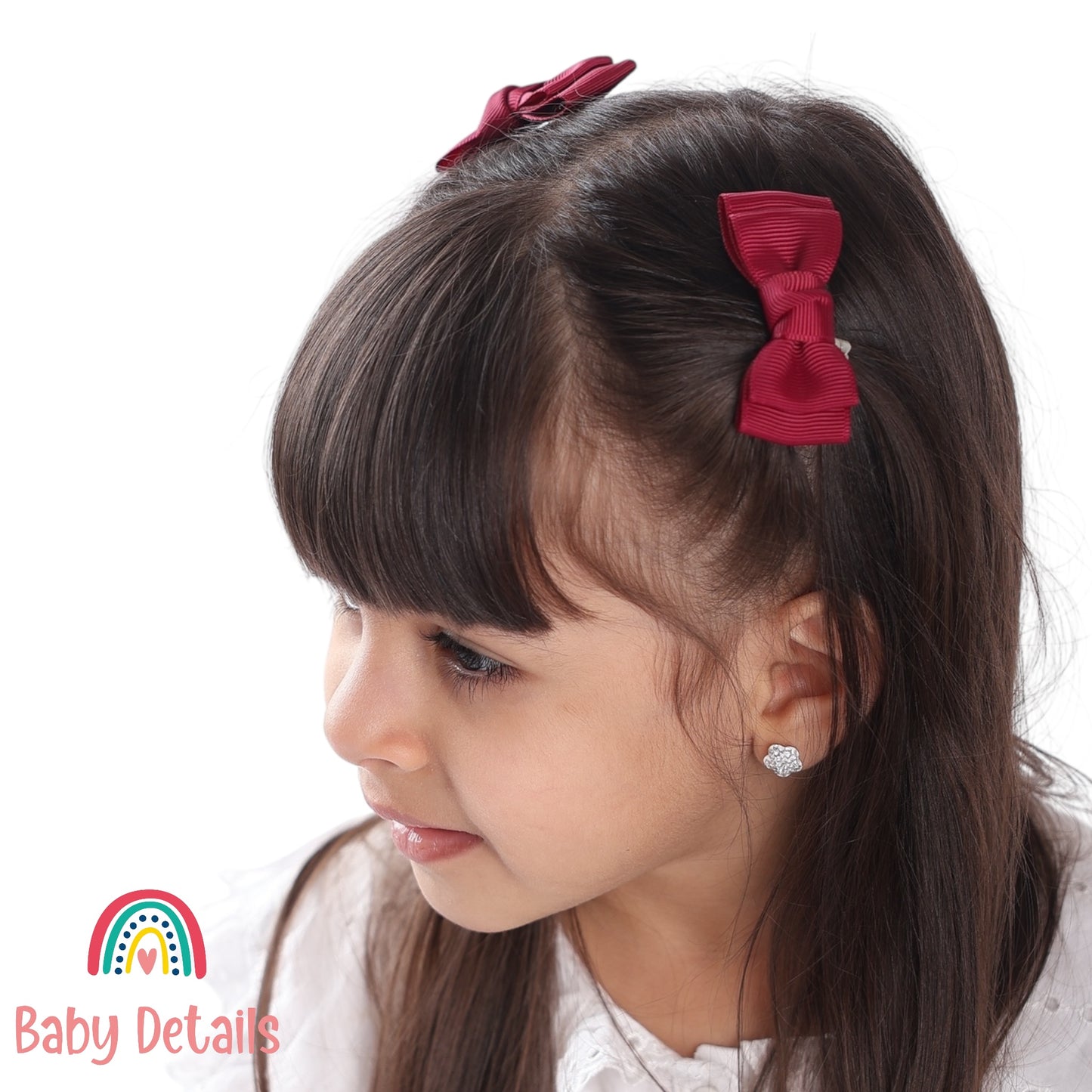 Set of 2 Mini Simple Hair Clips - Maroon