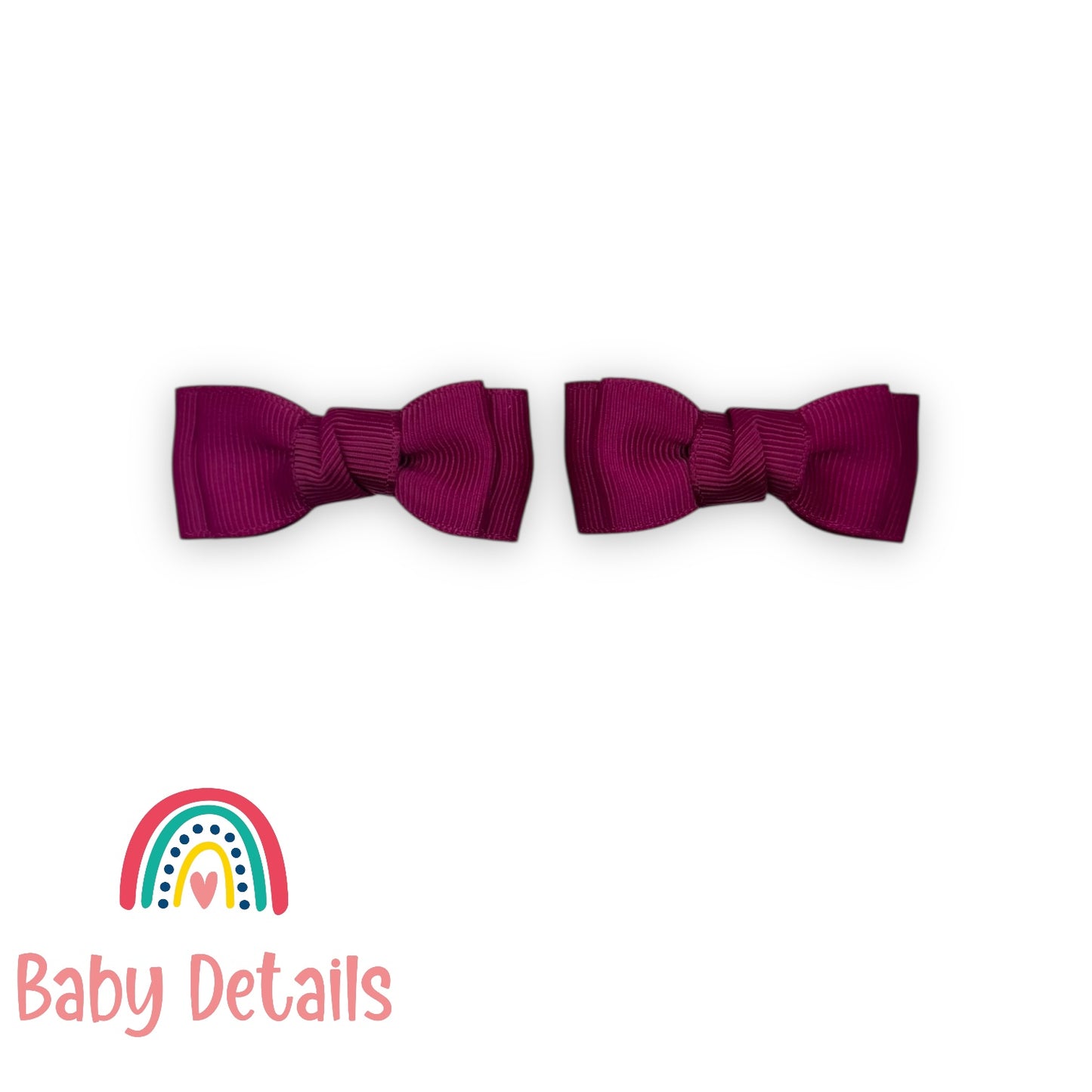 Set of 2 Mini Simple Hair Clips - Maroon