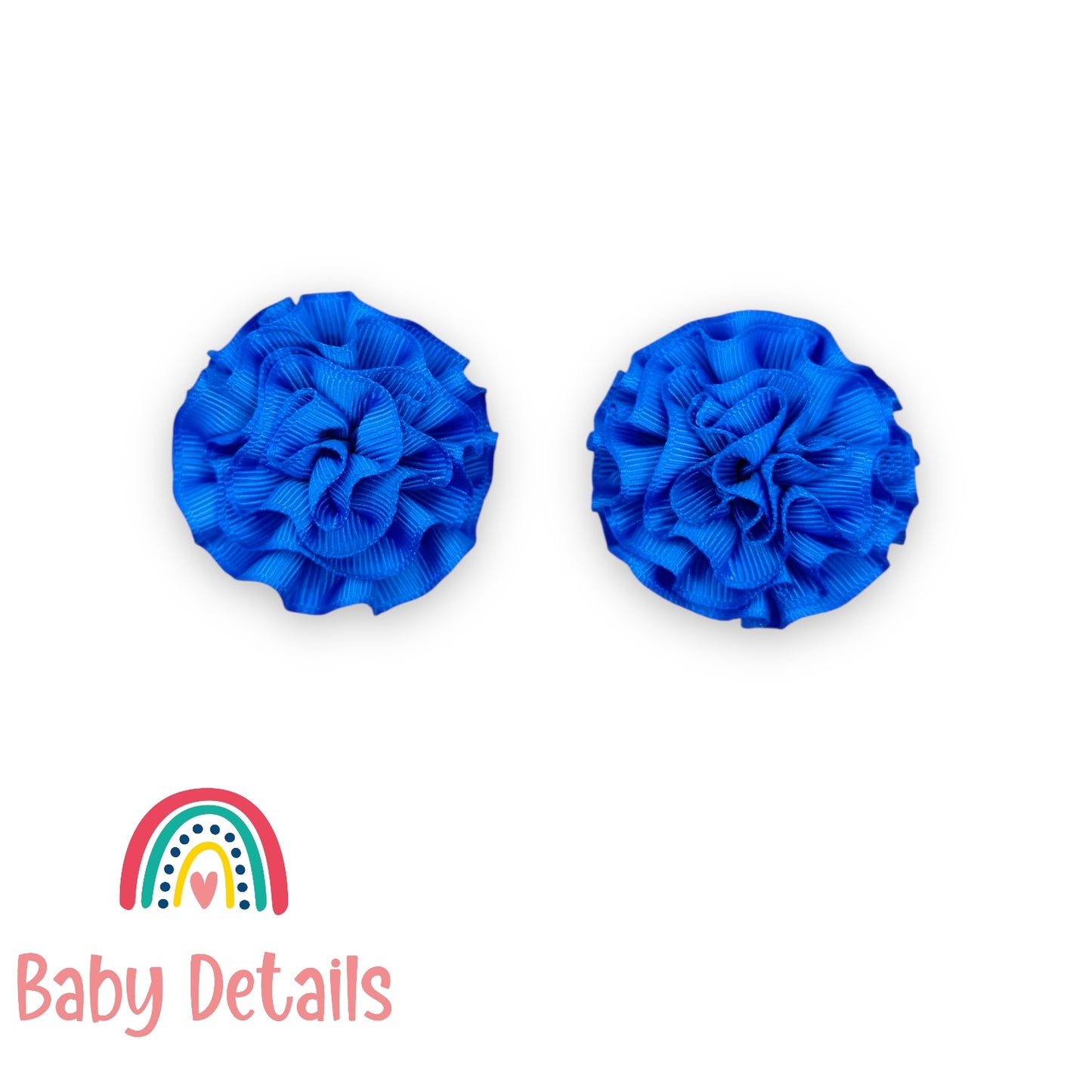 Set of 2 Rosette Bow Hair Clips - Sky Blue