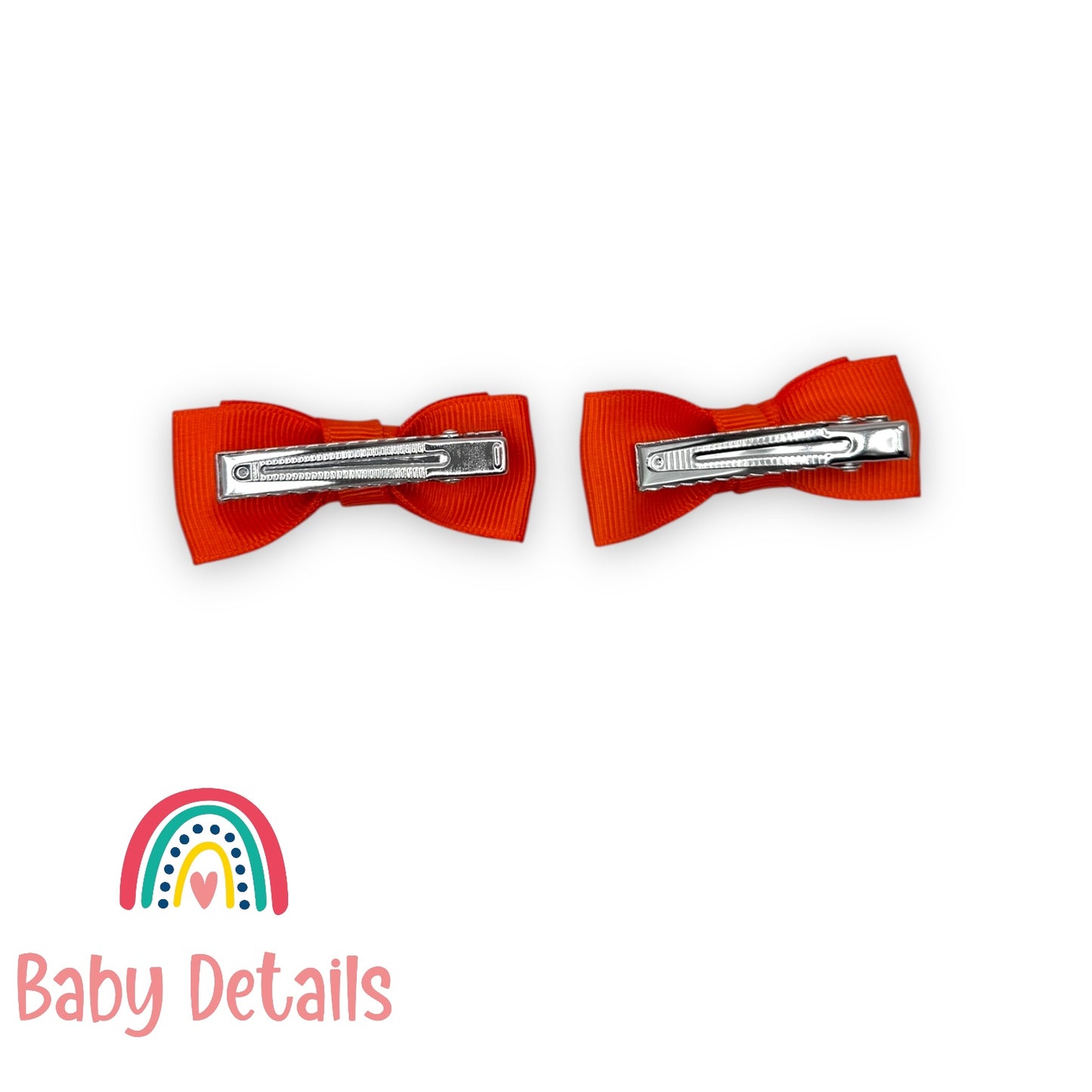 Set of 2 Mini Simple Hair Clips - Orange
