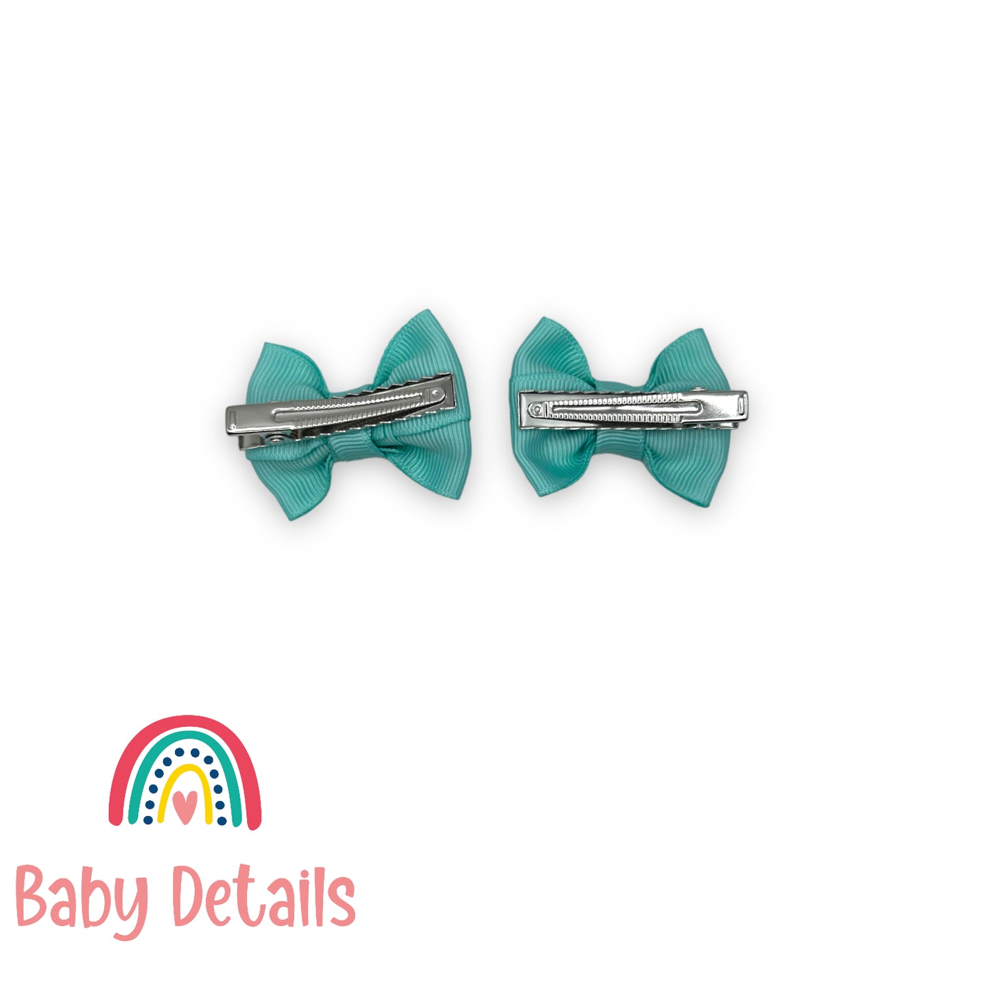 Set of 2 mini classic hair clips - Aqua Green