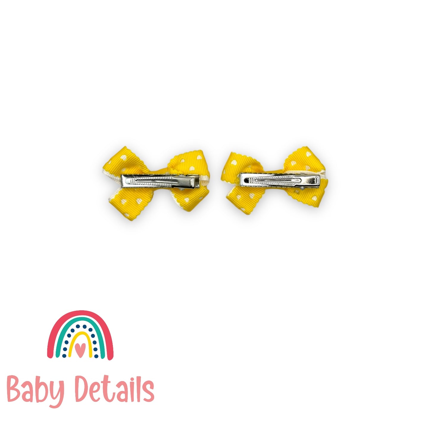 Set of 2 mini hearts hair clips - Yellow