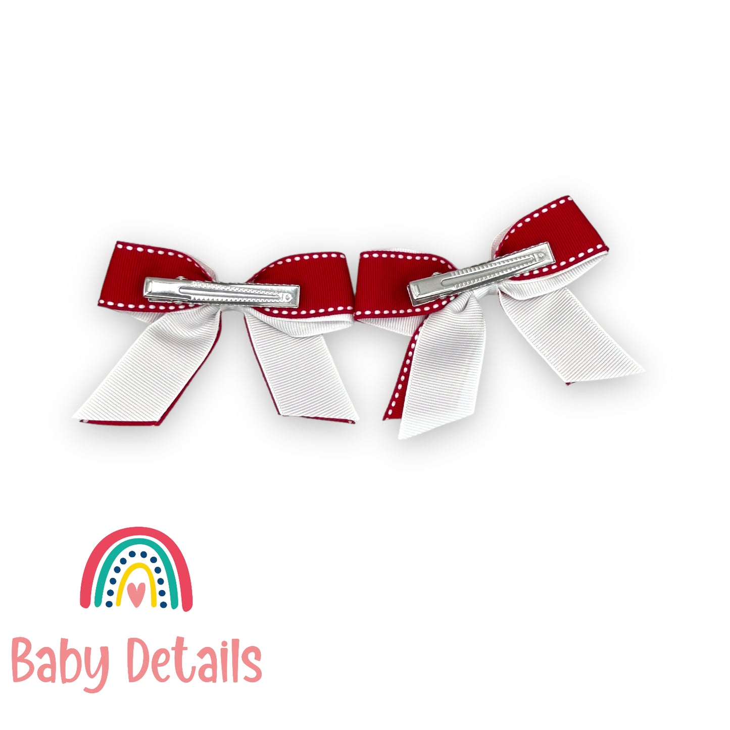 Set of 2 stripe hair clips - Red