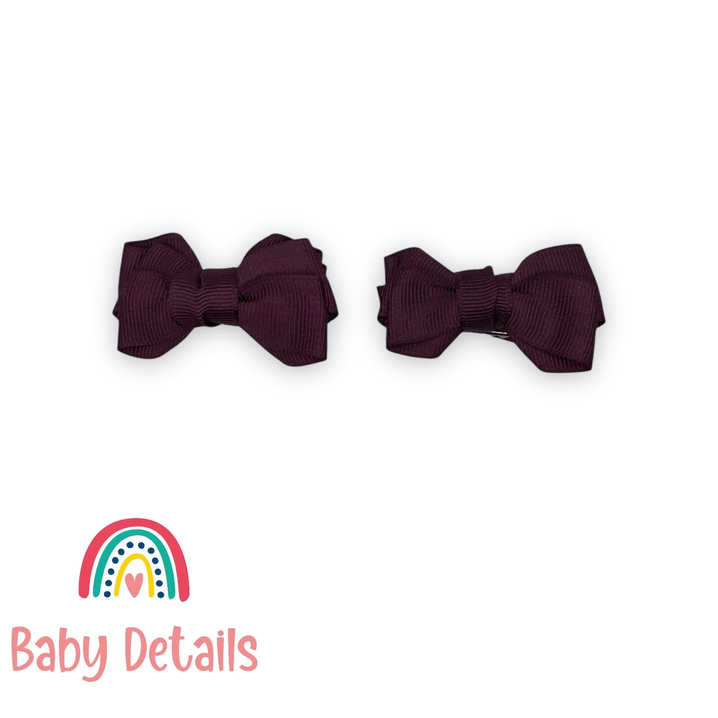 Set of 2 Mini Layers Hair Clips - Burgundy