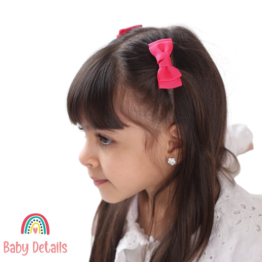 Set of 2 Mini Simple Hair Clips - Fuchsia
