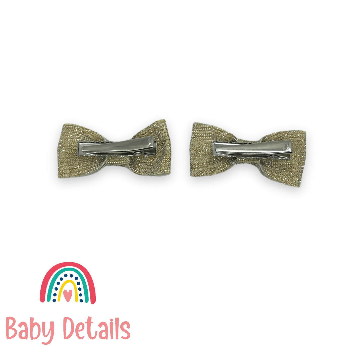 Set of 2 Mini Fabric Hair Clips - Gold