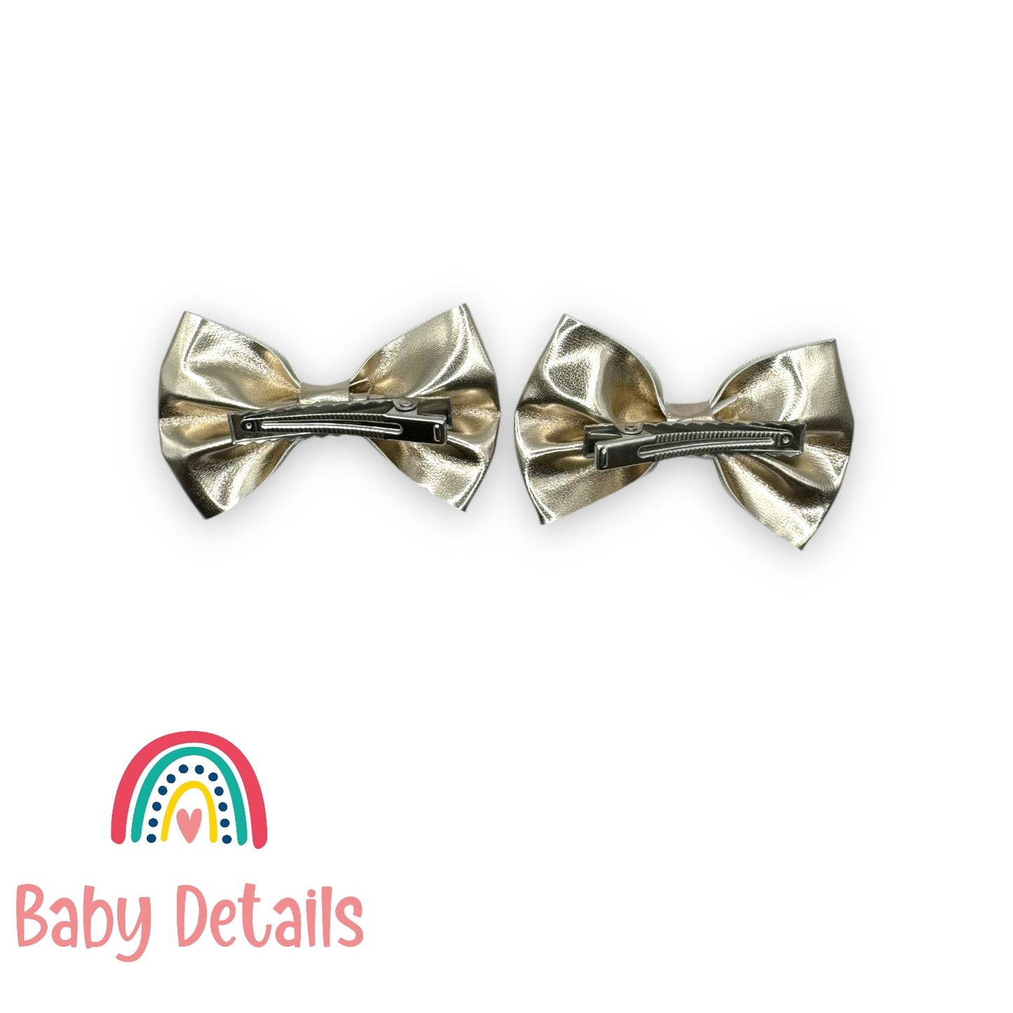 Set of 2 metallic leather bows - Gold