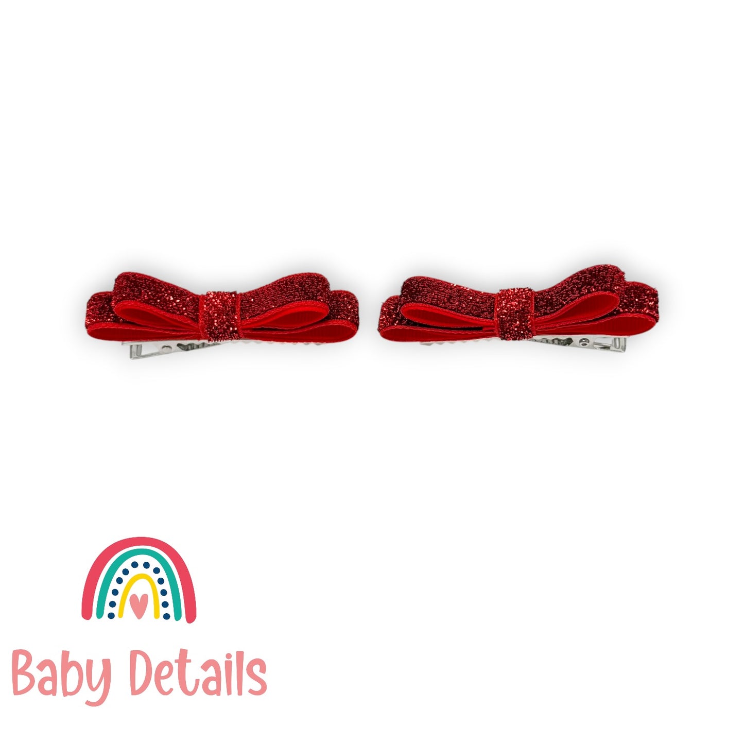 Set of 2 thin Shiny Ribbon - Red
