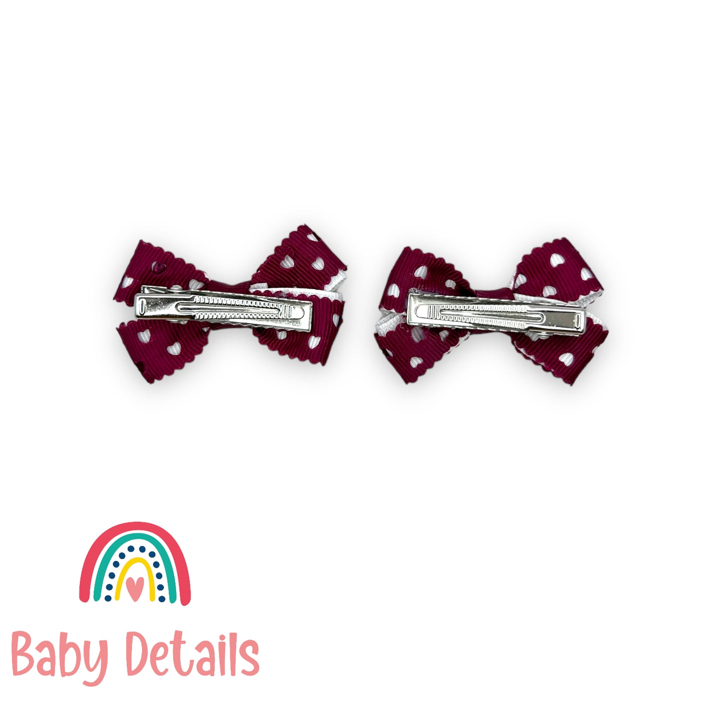 Set of 2 mini hearts hair clips - Maroon