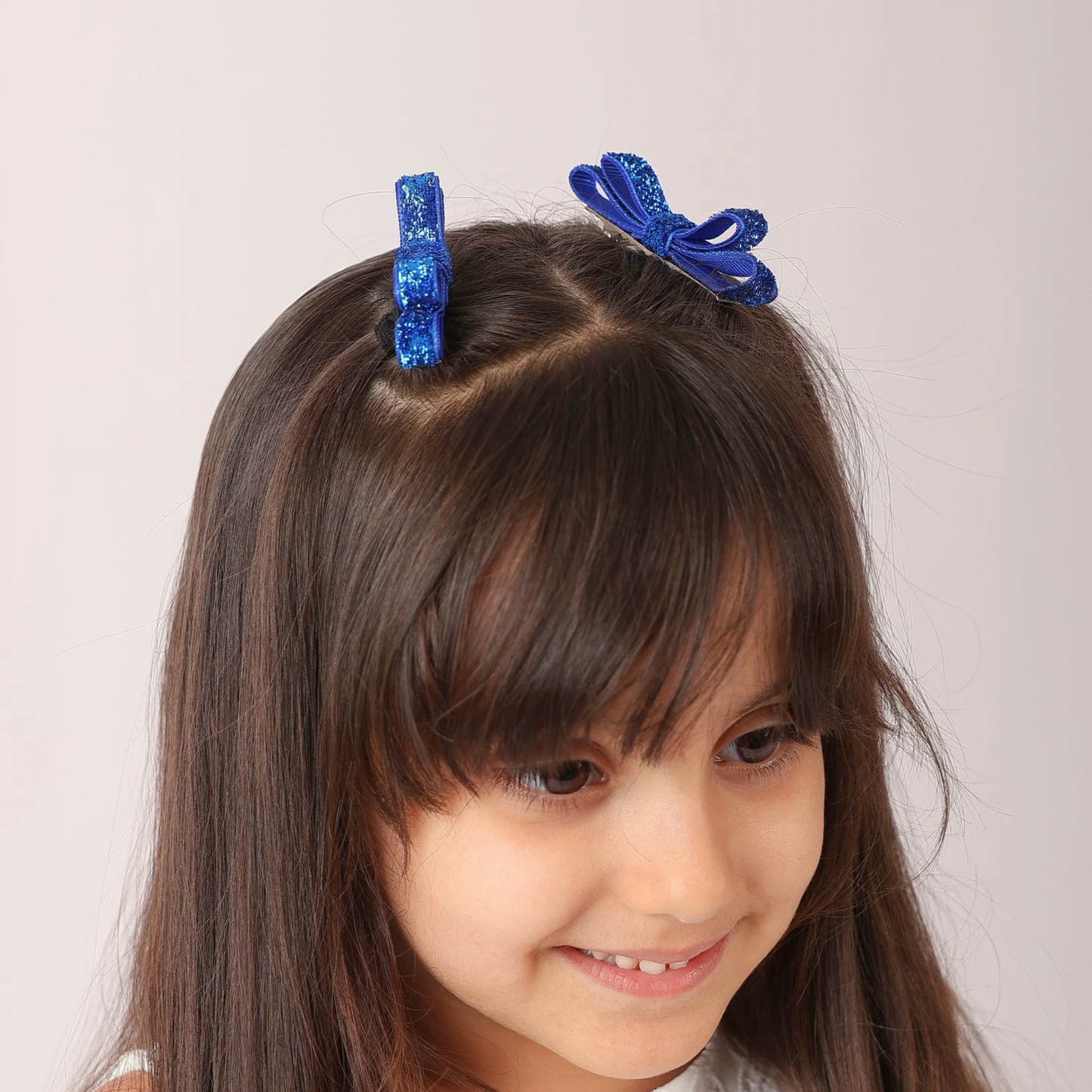 Set of 2 thin Shiny Ribbon - Blue