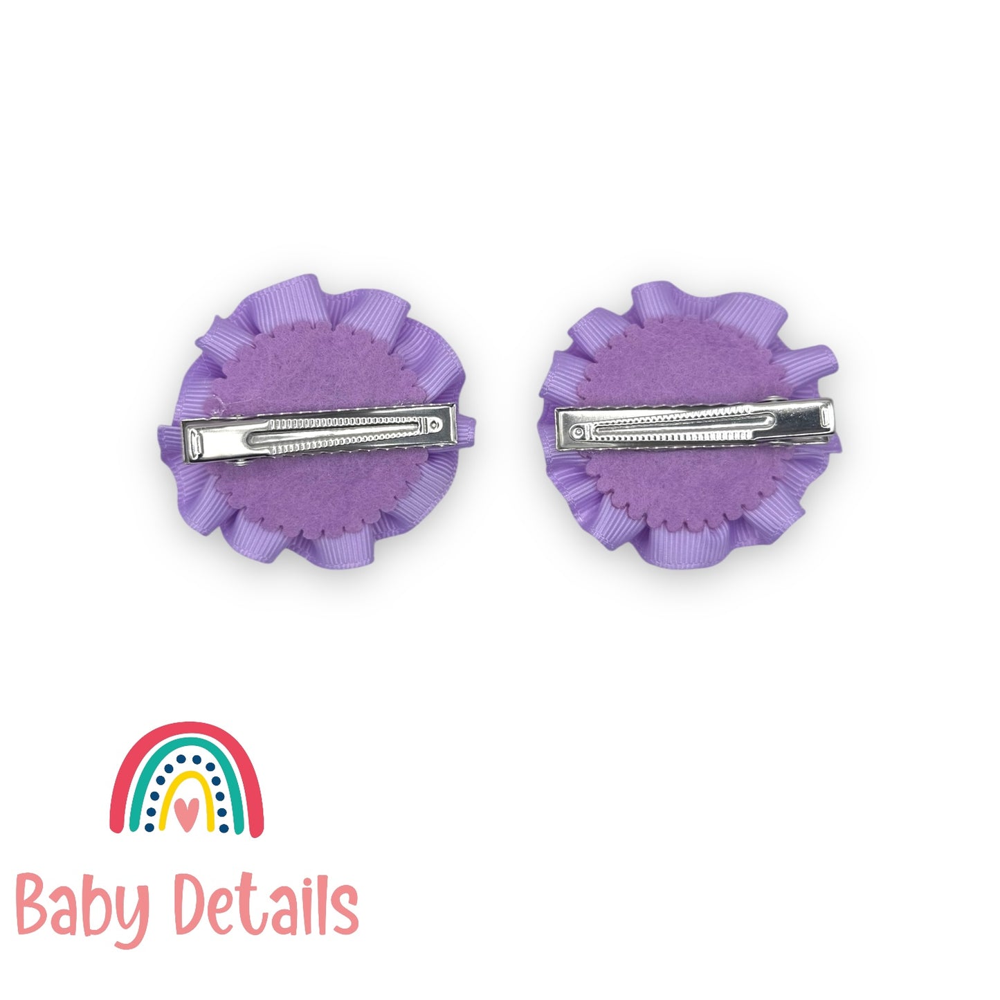 Set of 2 Rosette Bow Hair Clips - Purple