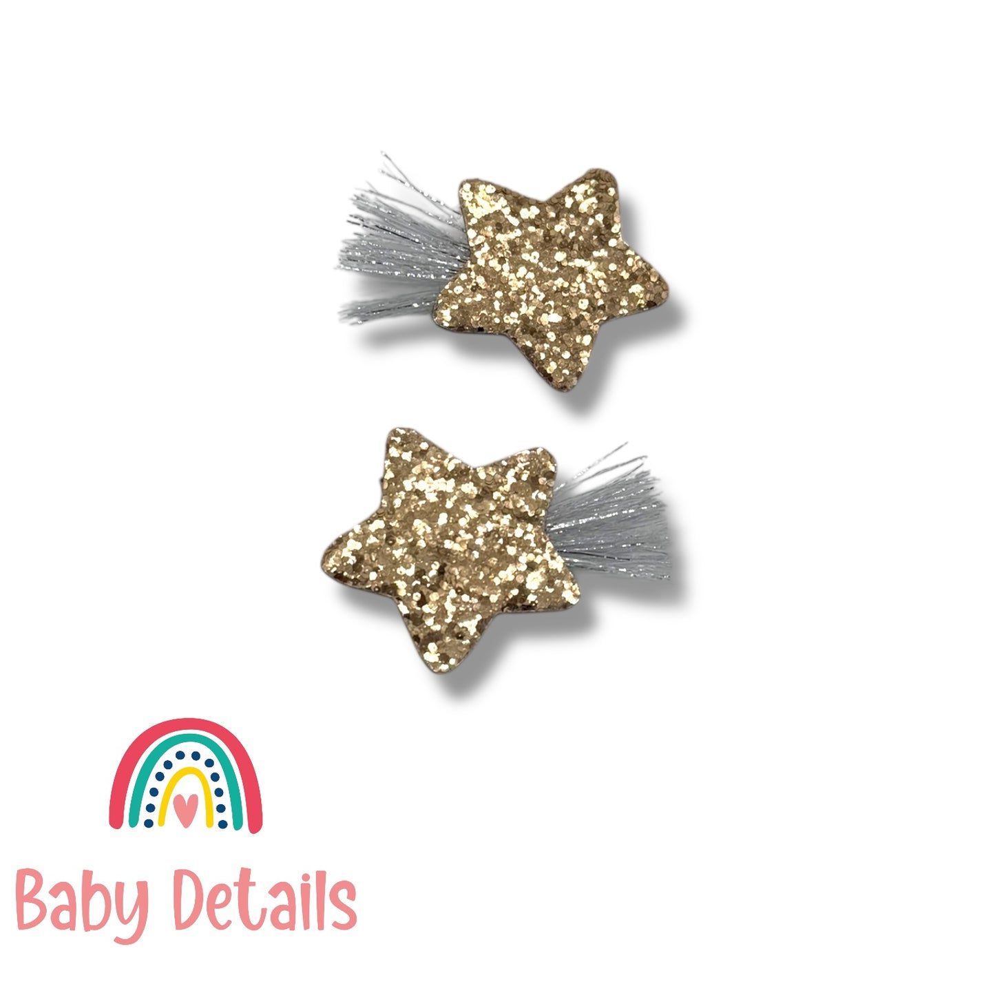 Gold Shinning Star Clips with Silver threads