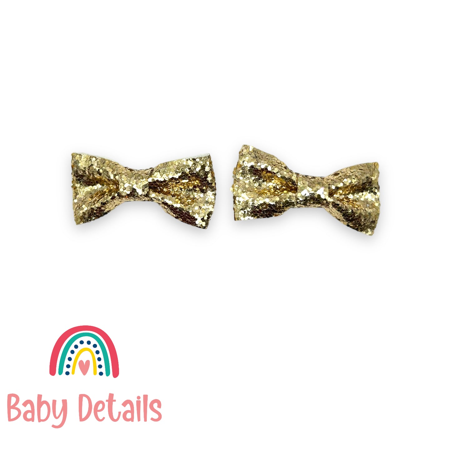 Set of 2 Mini Glitter Hair Clips - Gold